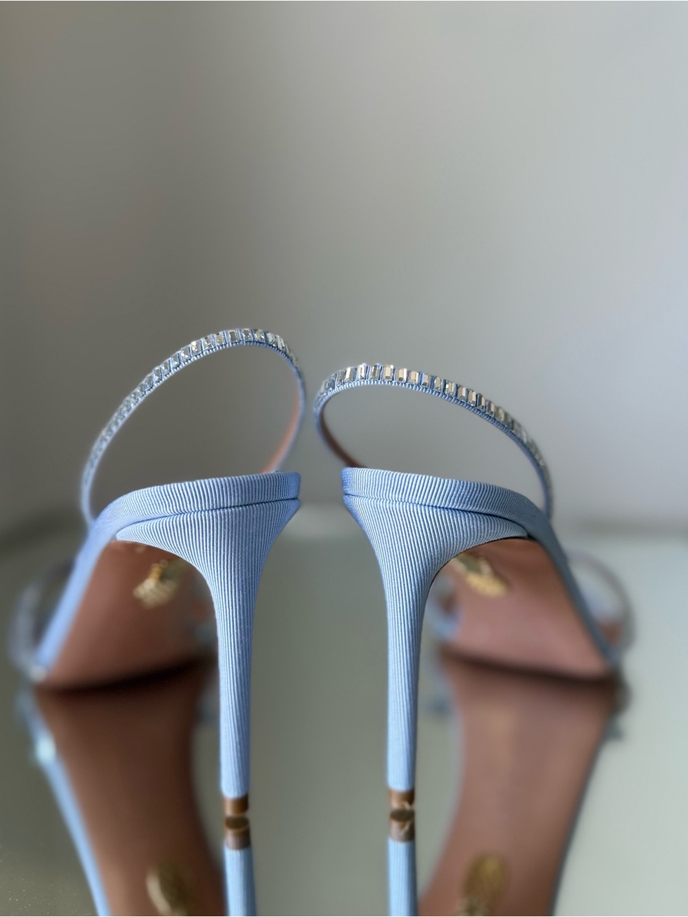 New Aquazzura Memoire crystal-embellished grosgrain sandals $1,115 38 - Picture 6 of 12